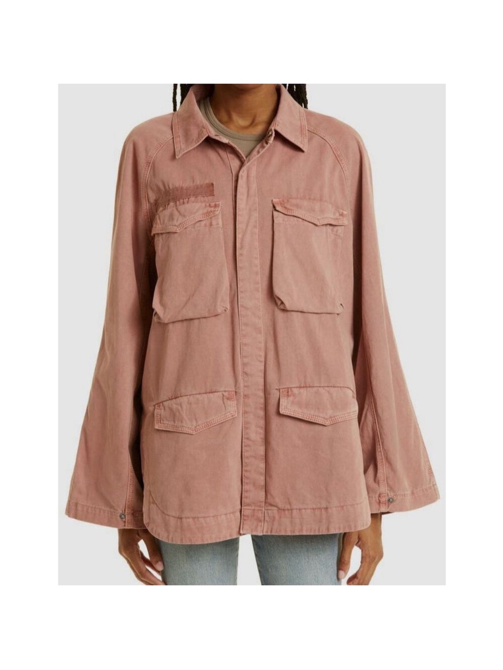$178 Pistola Women's Pink Briana Button Down Utility Over-Shirt Top Size M